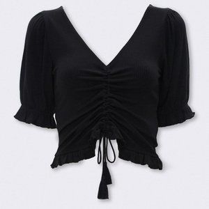 Ruched Ribbed Knit Top